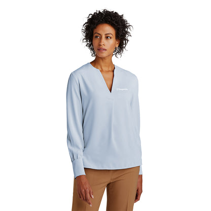 Brooks Brothers Women’s Open-Neck Satin Blouse