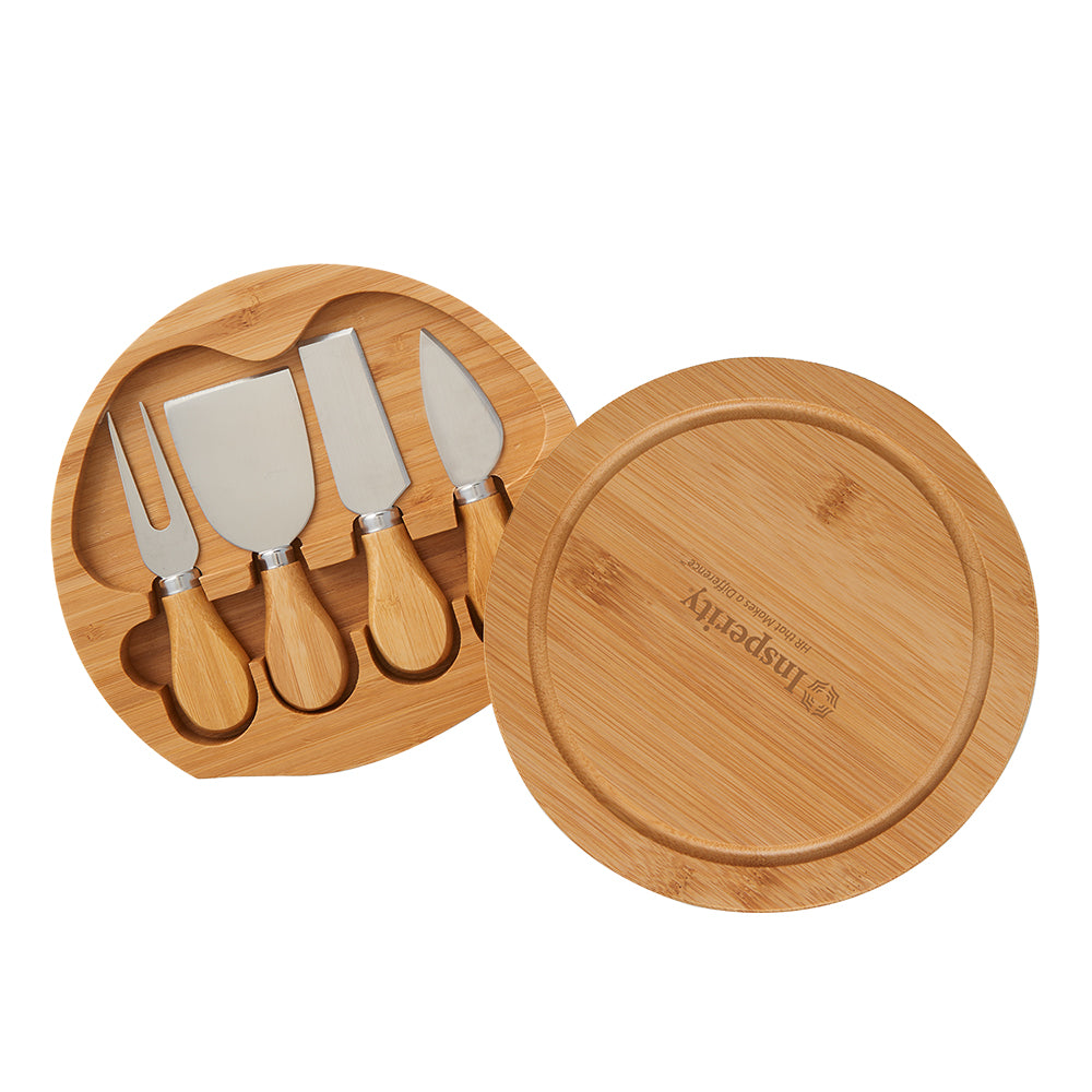 5-Piece Swivel Top Bamboo Cheese Board Set