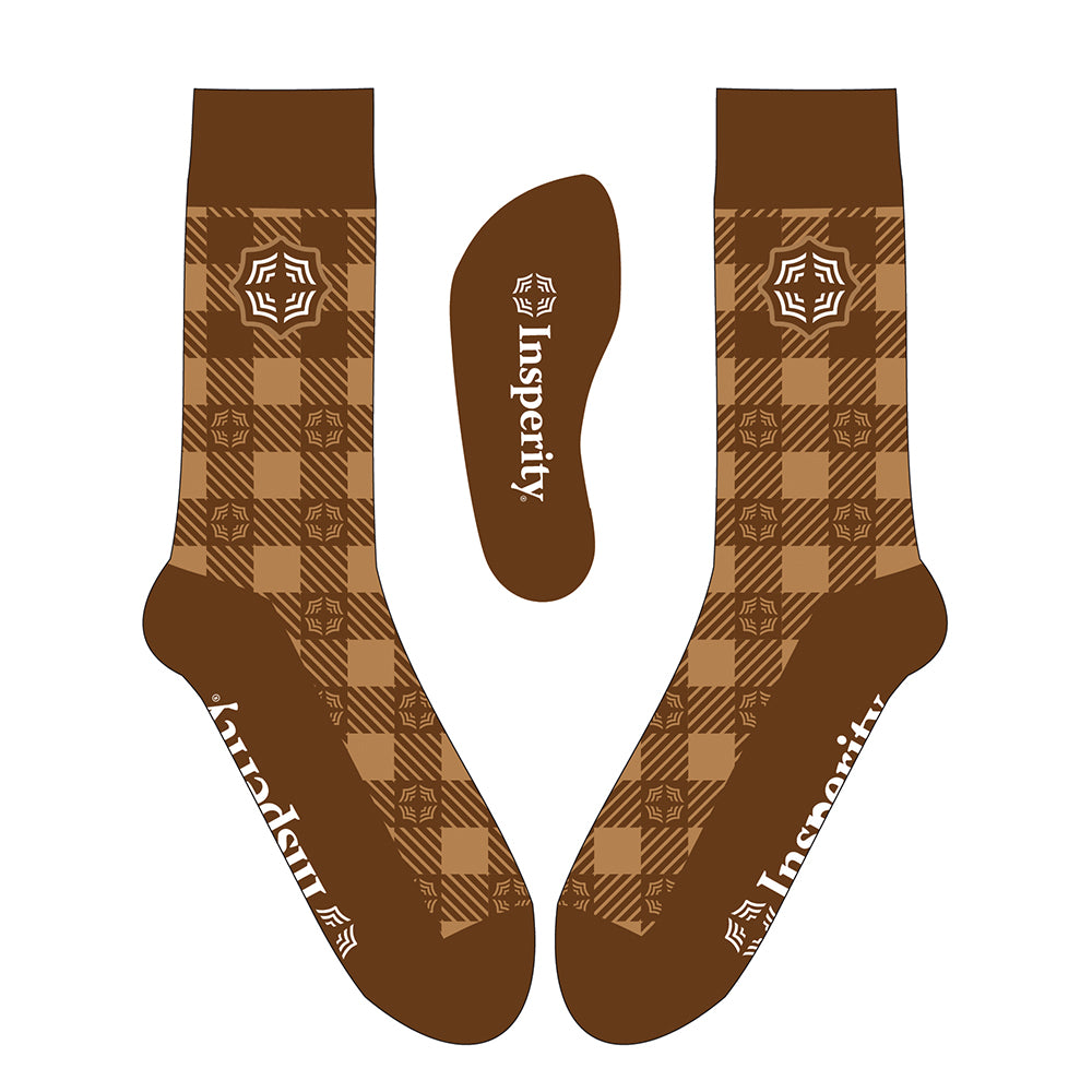 Brown Gingham Dress Socks