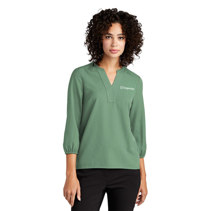 Mercer+Mettle Women's Stretch Crepe 3/4-Sleeve Blouse