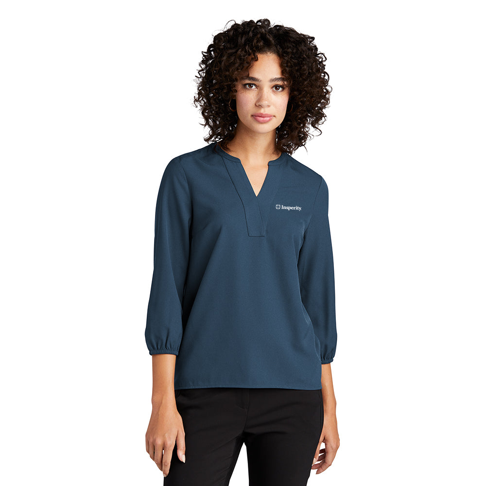 Mercer+Mettle Women's Stretch Crepe 3/4-Sleeve Blouse