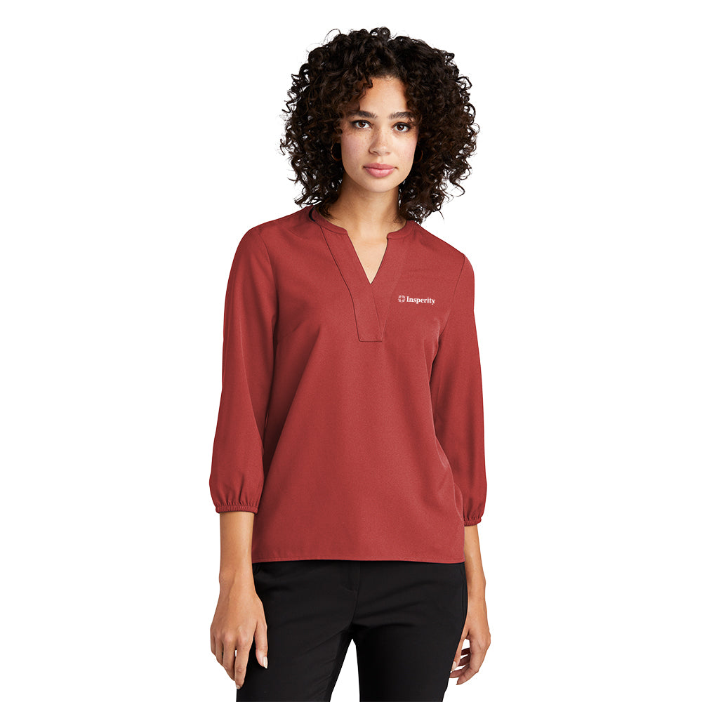 Mercer+Mettle Women's Stretch Crepe 3/4-Sleeve Blouse