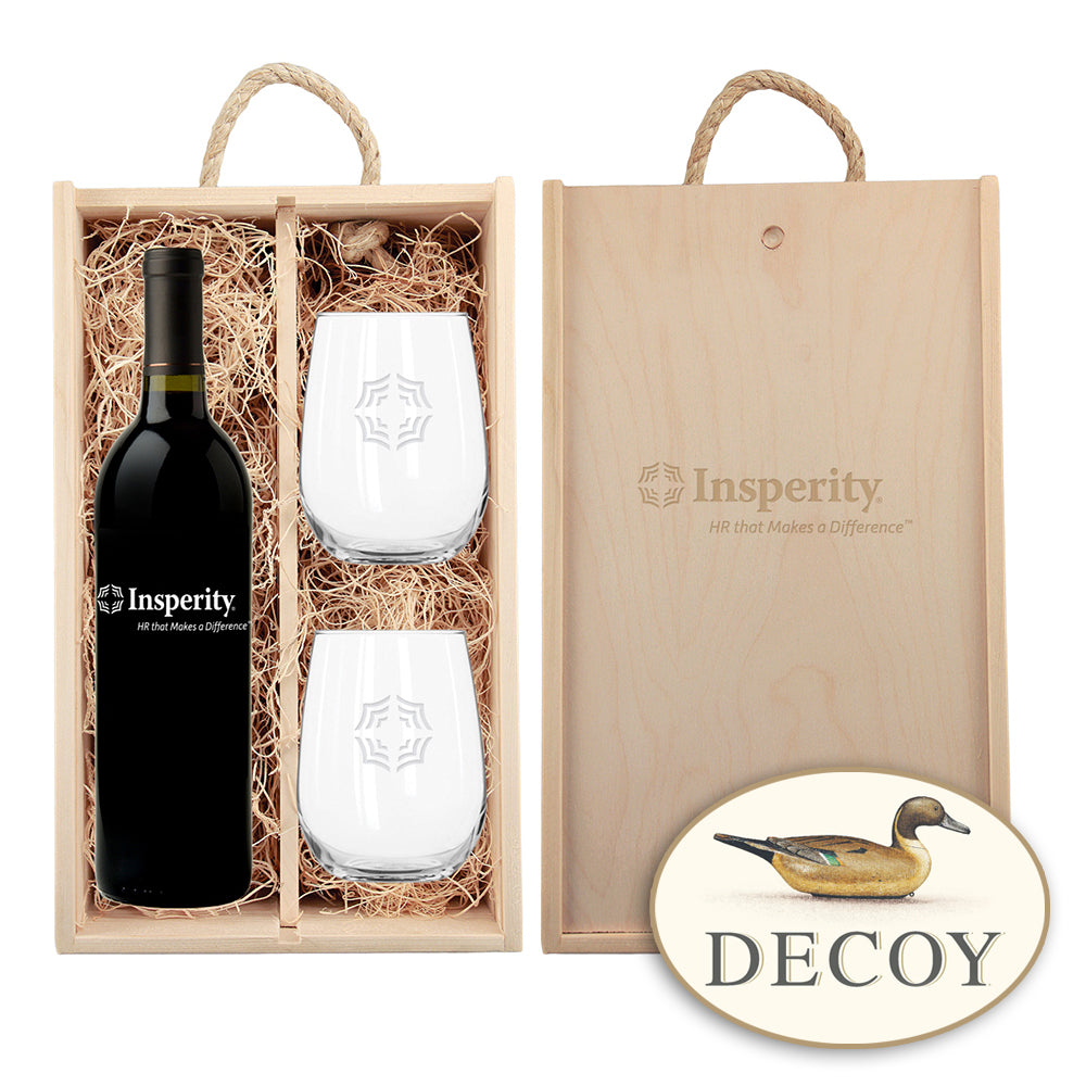 Etched Wine and Glasses in Custom Box - Cabernet